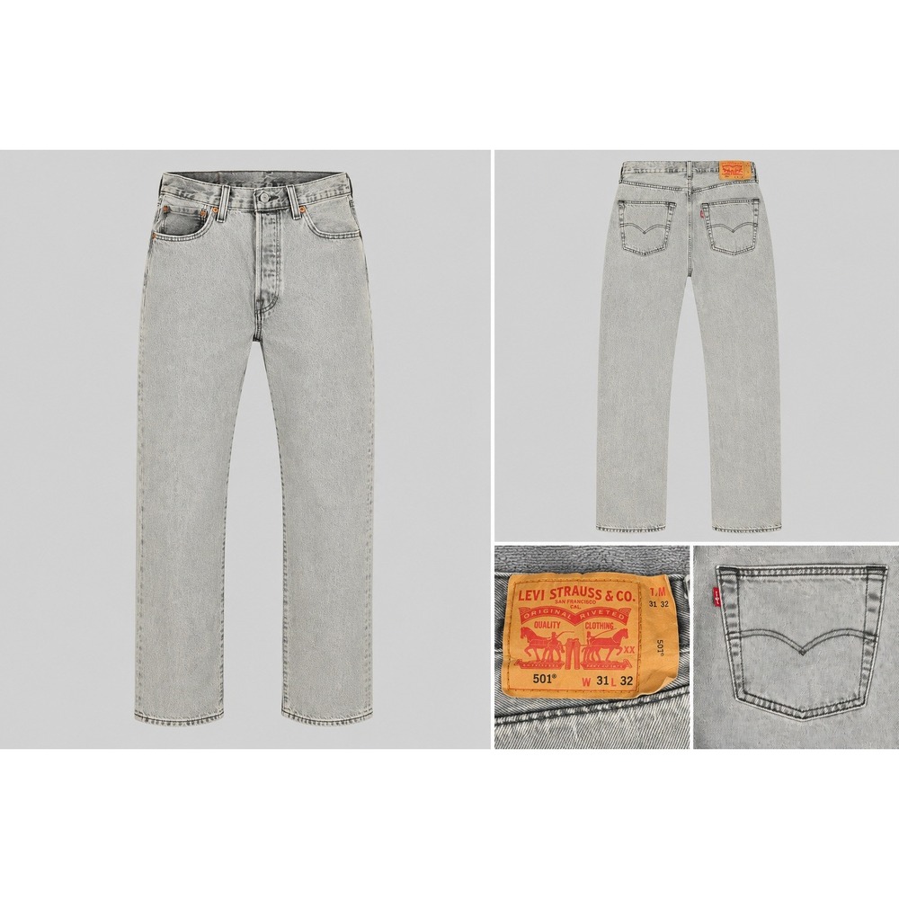 Levi's 501 Jeans Men's W31 L32 Gray Button Fly Straight Leg Denim Made Egypt